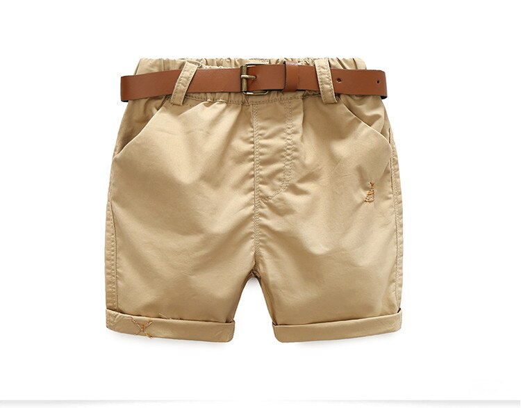 Sommer 3-10 Jahre Baumwolle Marineblau Jungen Kurzhose mit Ledergürtel