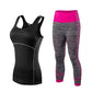 Damen Sport Running Cropped Top, 3/4 Leggings Gym Trainning Set