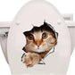 Katzen 3D-Wandaufkleber, Toilettenaufkleber, Lochansicht, lebendige Hunde, Badezimmer, für Heimdekoration, Tiere, Vinyl-Aufkleber, Kunst, Tapete, Poster