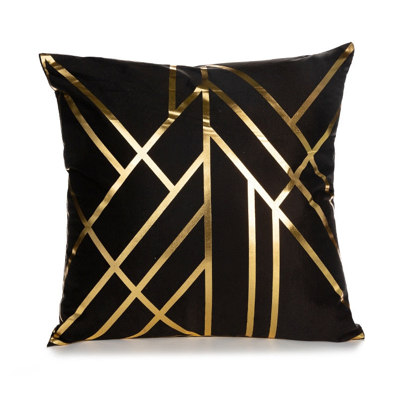 Geometrischer Kissenbezug, Schwarz Weiß Kissenbezug, Dekoratives Kissen Mode Golden Designer 45x45