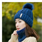 Nackenwarme gestrickte Wintermütze für Frauen, Maske Bonnet Schal-Mütze