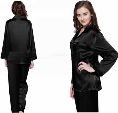 Damen Seidensatin Pyjama Set, Nachtwäsche Loungewear S, M, L, XL, 2XL, 3XL Plus Solid__Fit All Seasons