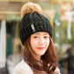Nackenwarme gestrickte Wintermütze für Frauen, Maske Bonnet Schal-Mütze