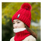 Nackenwarme gestrickte Wintermütze für Frauen, Maske Bonnet Schal-Mütze