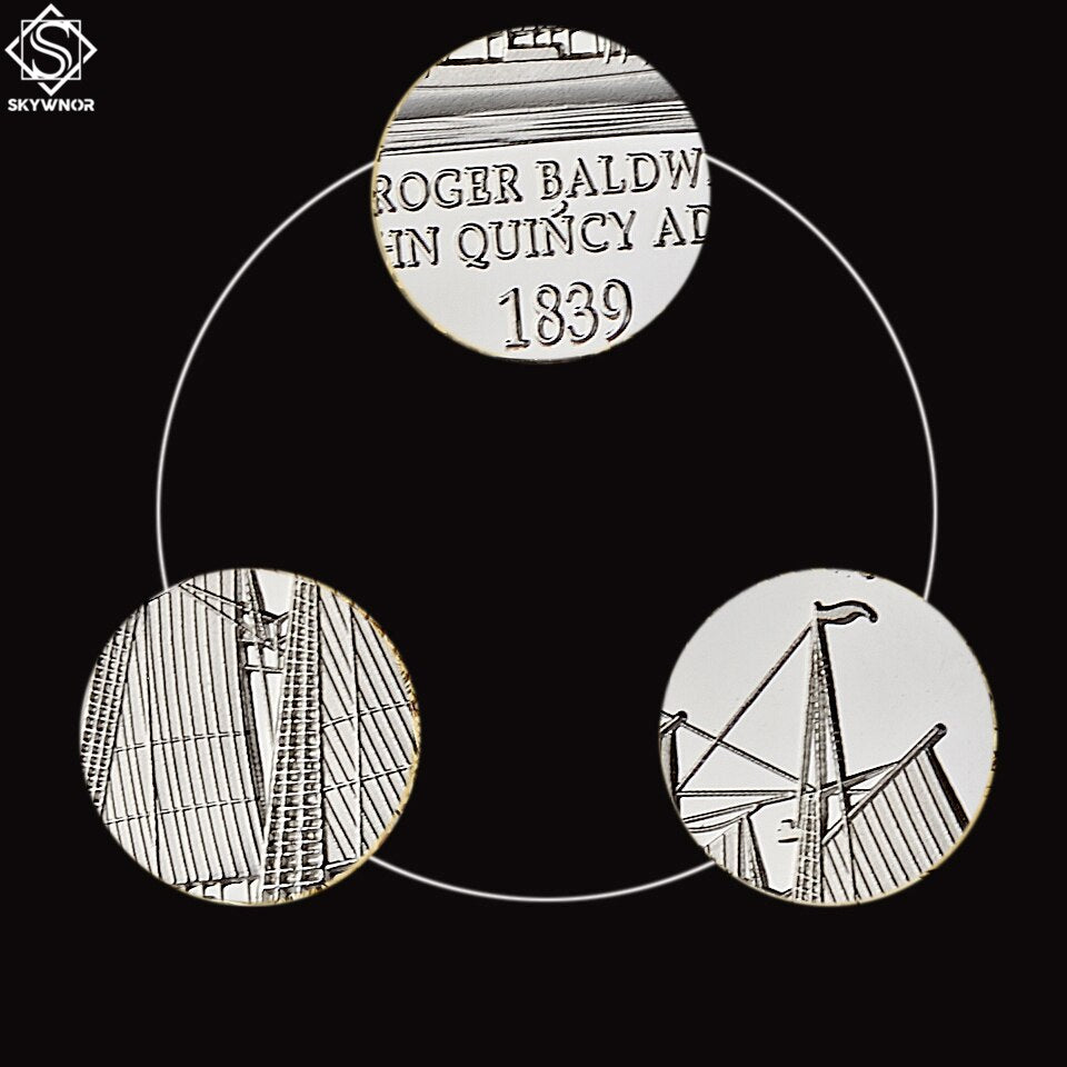 1839 American Civil War Boat Amistad Anniversary Gold & Silver USA Challenge Coin Collectibles
