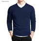 Varsanol Baumwollpullover Männer, Langarm Pullover Outwear V-Ausschnitt in 8 Farben