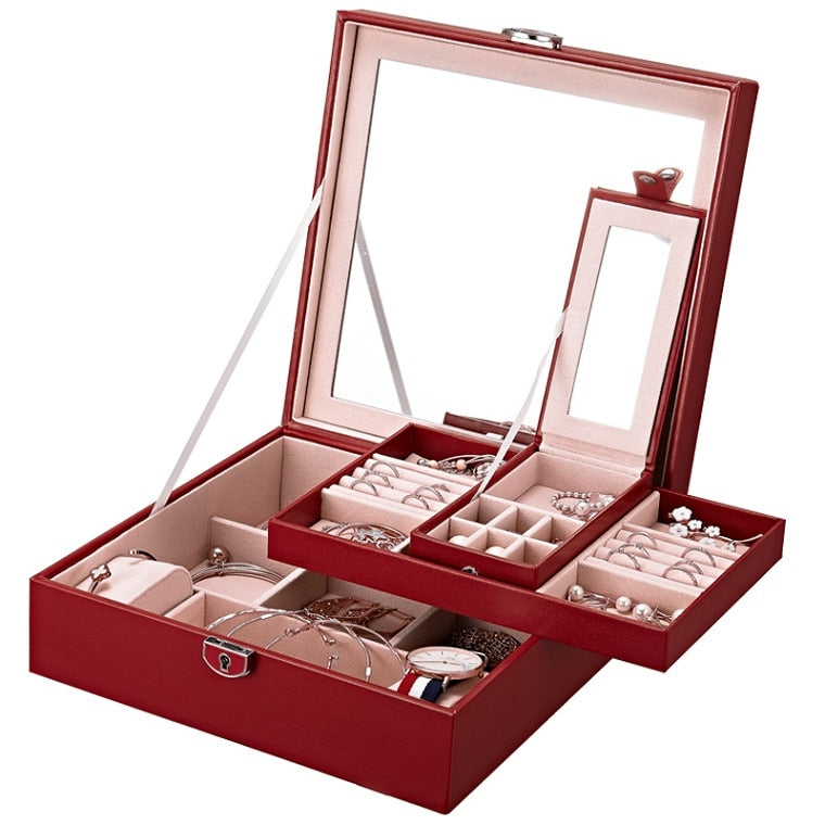 Schmuckschatulle aus Leder mit Mini-Reise-Aufbewahrungsbox