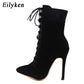 Eilyken Neue Punk Frauen Ankle Stiefel, High Heel Schwarz, Chelsea Booties Pumps