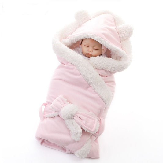 Winterdecke für Mädchen und Jungen Babys, Doppel Schicht Fleece Baby Swaddle Schlafsack für Neugeborene