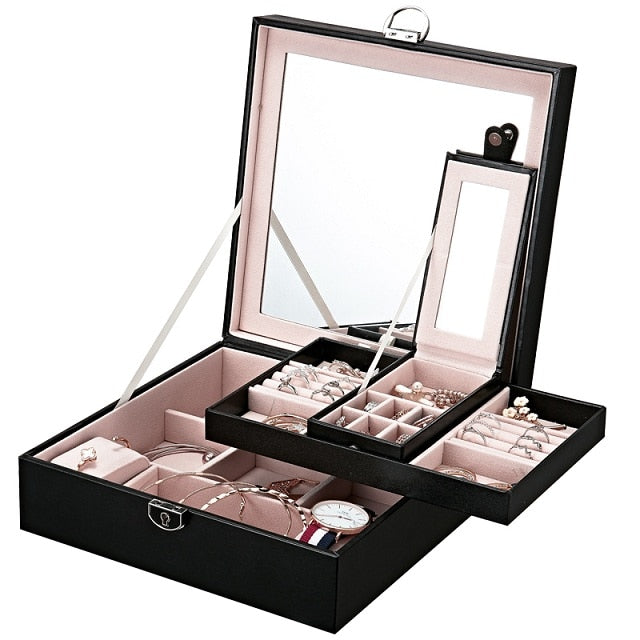 Schmuckschatulle aus Leder mit Mini-Reise-Aufbewahrungsbox
