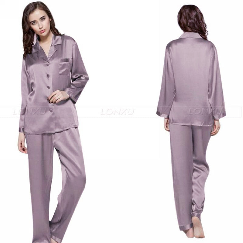 Damen Seidensatin Pyjama Set, Nachtwäsche Loungewear S, M, L, XL, 2XL, 3XL Plus Solid__Fit All Seasons