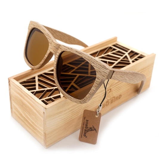 Damen & Herren Sonnenbrille, Handarbeit Natur Holz Polarisierte Brillengestell inklusive Holz Geschenkbox