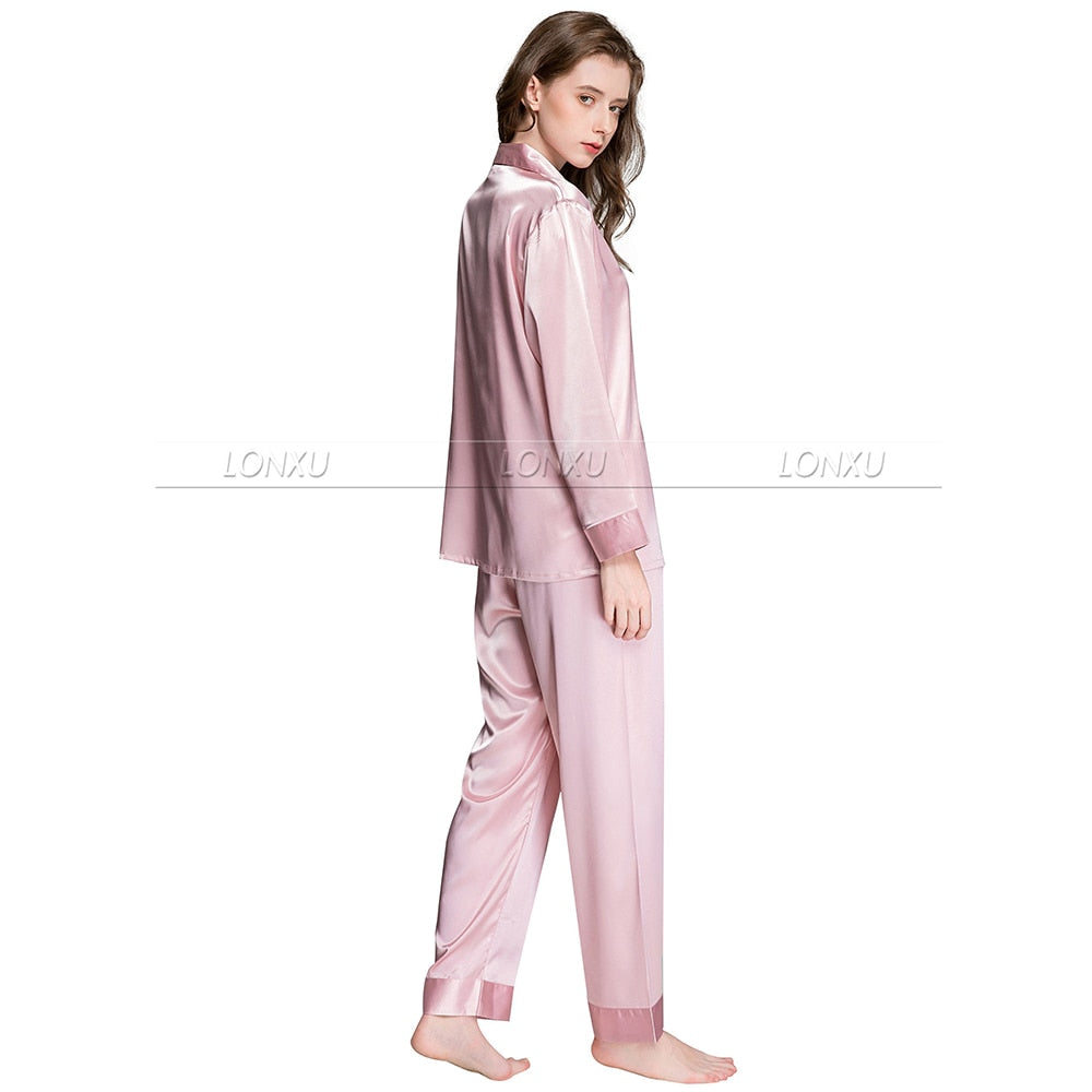 Damen Seidensatin Pyjama Set, Nachtwäsche Loungewear S, M, L, XL, 2XL, 3XL Plus Solid__Fit All Seasons