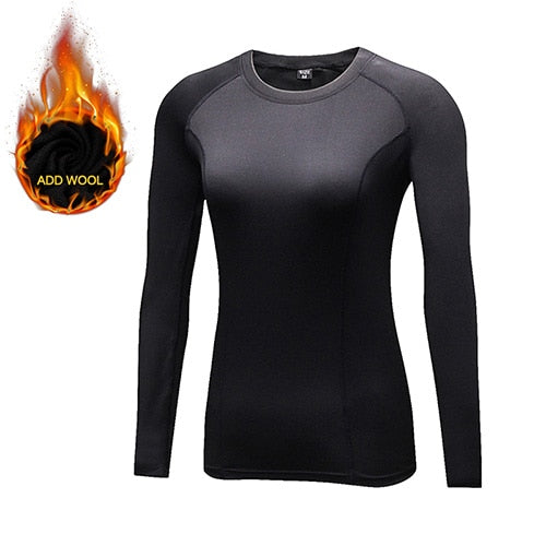 15% Elasthan Add Wool Damen-Fitness T-Shirt, Langarm  Workout Bluse