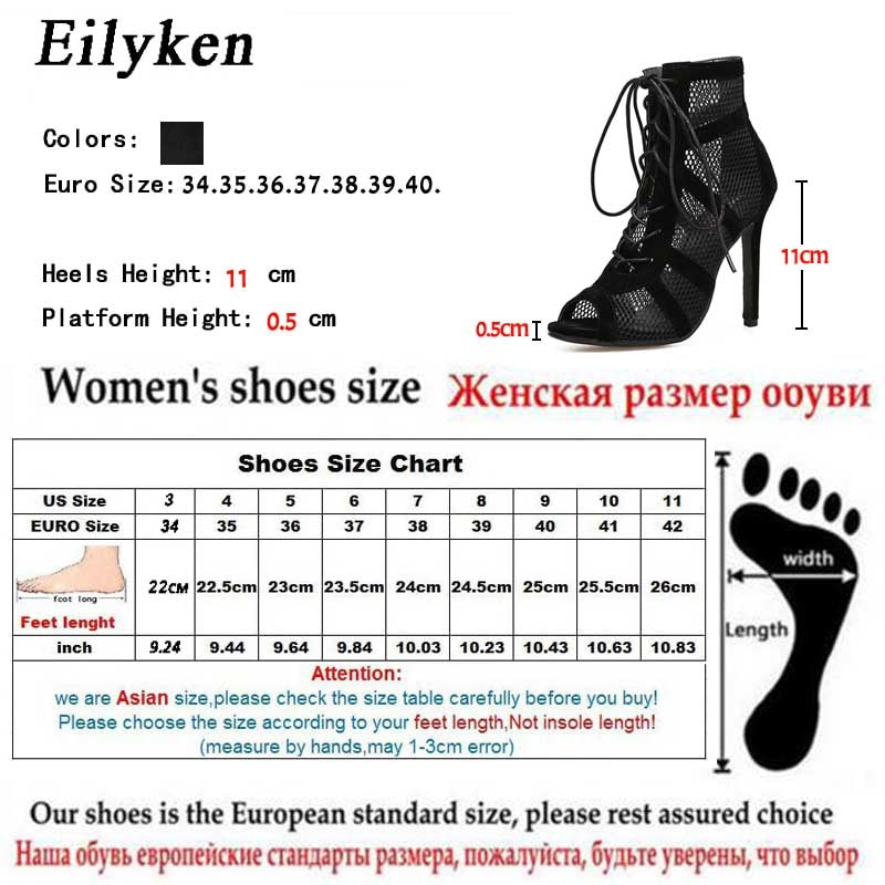 High Heel Eilyken Model 2023 Schwarz, Sommer Sandalen Lace Up