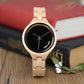 BOBO BIRD P16 Einfache Frauen hölzerne Uhren, Klassisches schwarzes Zifferblatt Damen Quarz Kleid Uhr in hölzernen Box