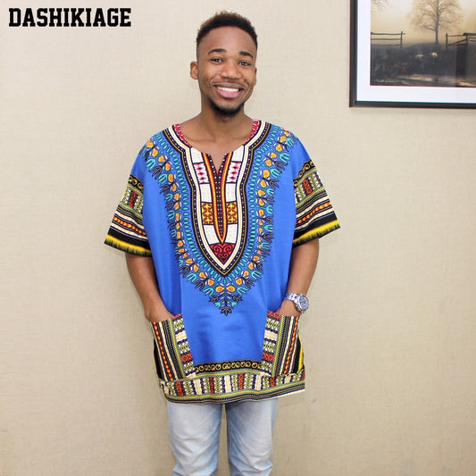 2023 neue Mode Design afrikanischen traditionellen Druck 100% Baumwolle, Dashiki T-Shirt für Herren