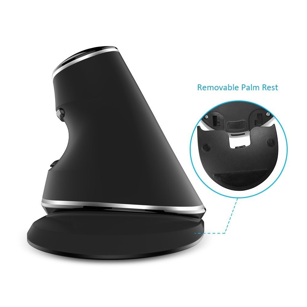 Delux M618 Plus Ergonomische vertikale kabellose Maus, 1600 DPI, 6 Funktionstasten, optische Mäuse mit abnehmbarer Handballenauflage für Computer