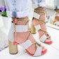 Frauen Pumps Sandalen Für Party, Hochzeit mit dicken Absätzen