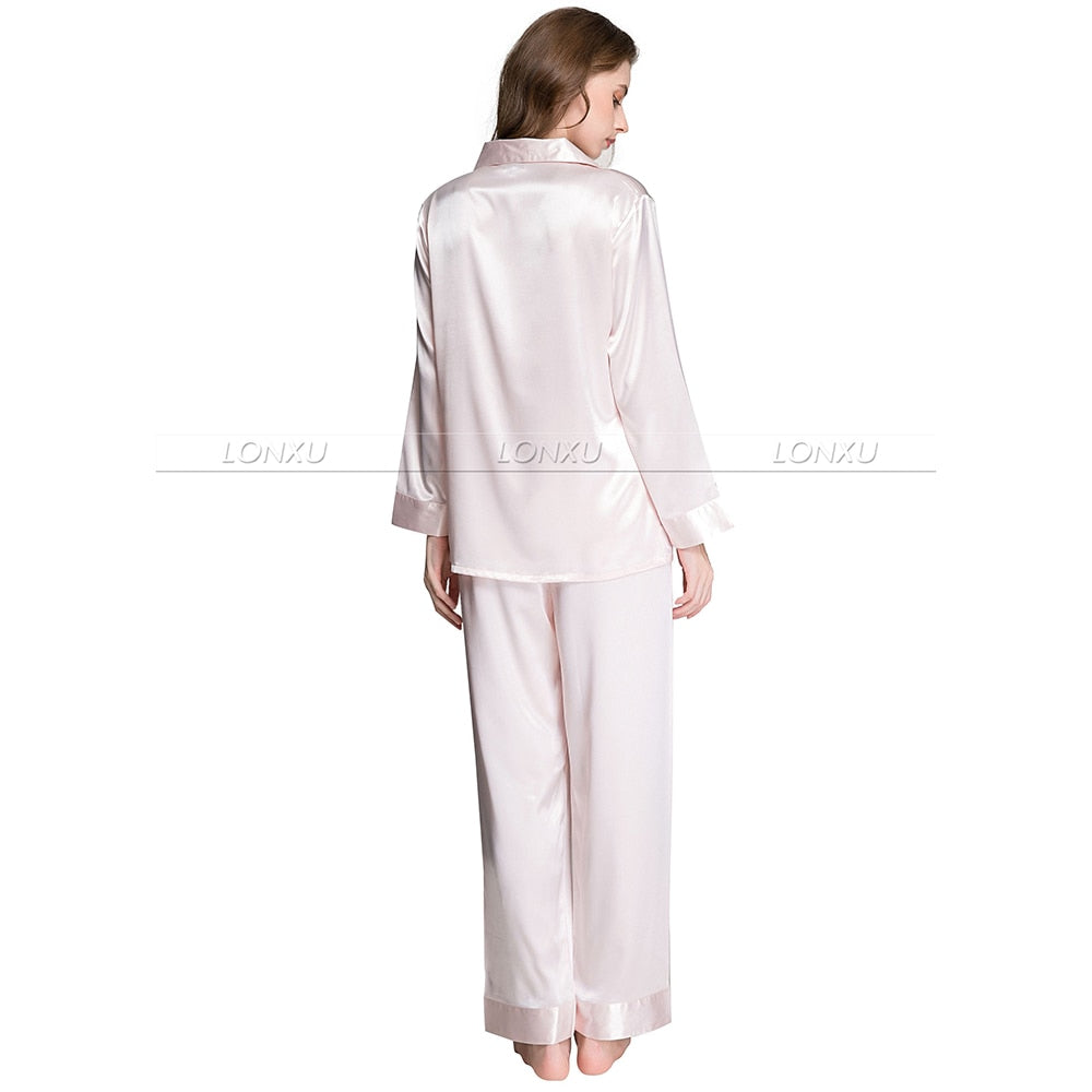 Damen Seidensatin Pyjama Set, Nachtwäsche Loungewear S, M, L, XL, 2XL, 3XL Plus Solid__Fit All Seasons