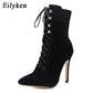 Eilyken Neue Punk Frauen Ankle Stiefel, High Heel Schwarz, Chelsea Booties Pumps