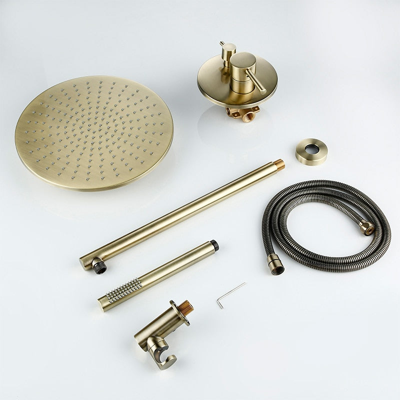 8/10/12-Zoll-Brausegarnitur aus massivem Messing, goldenes Handbrause-Set