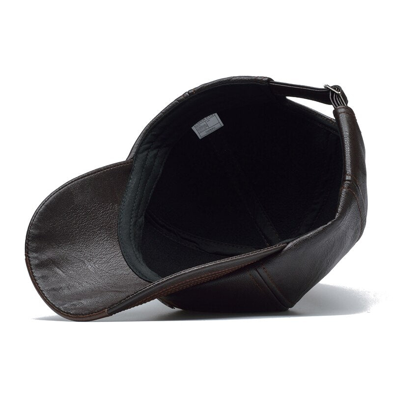 [NORTHWOOD] Marke Herbst Winter Leder Baseball Cap für Männer und Frauen