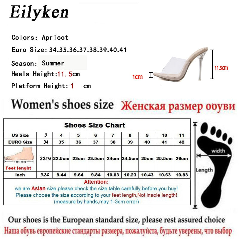 Eilyken 2022 PVC Transparent Jelly Frauen, Offene Zehe Hohe Absätze Plexiglas , Sandale Schuhe Größe 35-42
