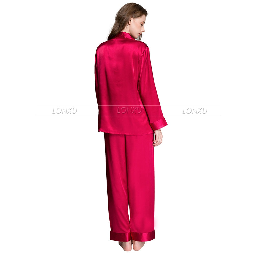 Damen Seidensatin Pyjama Set, Nachtwäsche Loungewear S, M, L, XL, 2XL, 3XL Plus Solid__Fit All Seasons