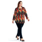 Stripe Print Tshirt Damen elegante böhmische Orange O-Hals, drei Viertel Ärmel lose Top-Shirts