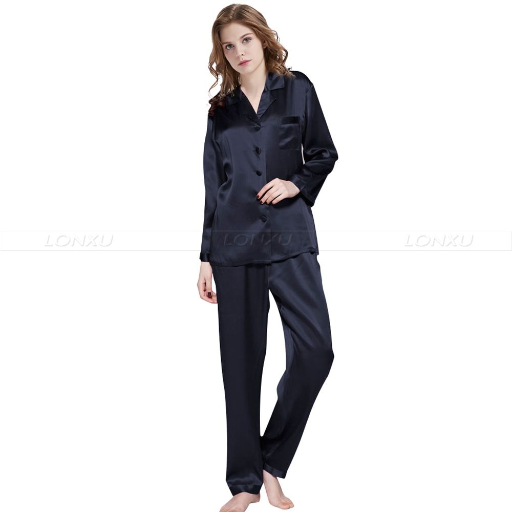 Damen Seidensatin Pyjama Set, Nachtwäsche Loungewear S, M, L, XL, 2XL, 3XL Plus Solid__Fit All Seasons