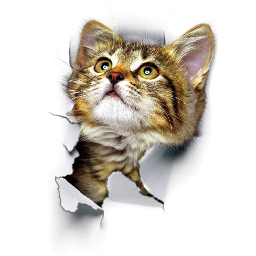 Katzen 3D-Wandaufkleber, Toilettenaufkleber, Lochansicht, lebendige Hunde, Badezimmer, für Heimdekoration, Tiere, Vinyl-Aufkleber, Kunst, Tapete, Poster
