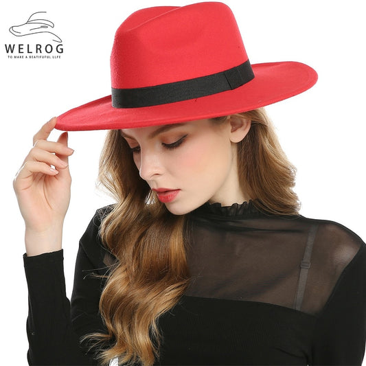 Schwarz Rot Fedora Hüte Für Frauen