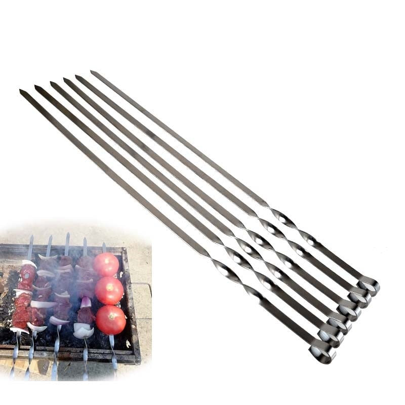 55CM Edelstahl-Grillspieß-Sticks BBQ-Gabel-Set Kabob-Spieße mit langem Griff