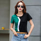 Damen Tops 2023 Kühlen Kurzarm Shirt Koreanischen Stil, Casual Nähte Weibliches Hemd