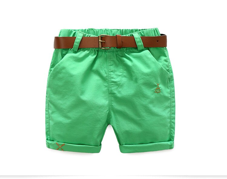 Sommer 3-10 Jahre Baumwolle Marineblau Jungen Kurzhose mit Ledergürtel