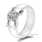 6mm Weiß Schwarz Keramik Ringe Plus Cubic Zirkonia für Frauen, Gold Farbe Edelstahl, Frauen Hochzeit Ring Verlobungsschmuck