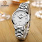 StarKing Klassische Frauen, Einfache Uhr Automatisch aus Edelstahl, Weißes Zifferblatt Armbanduhr, Auto Datum Damen Mechanisch Relogio Feminino