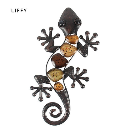 Home Decor Metall Gecko Wandkunst für Gartendekoration, Outdoor Statuen Zubehör Skulpturen und Animales Jardin