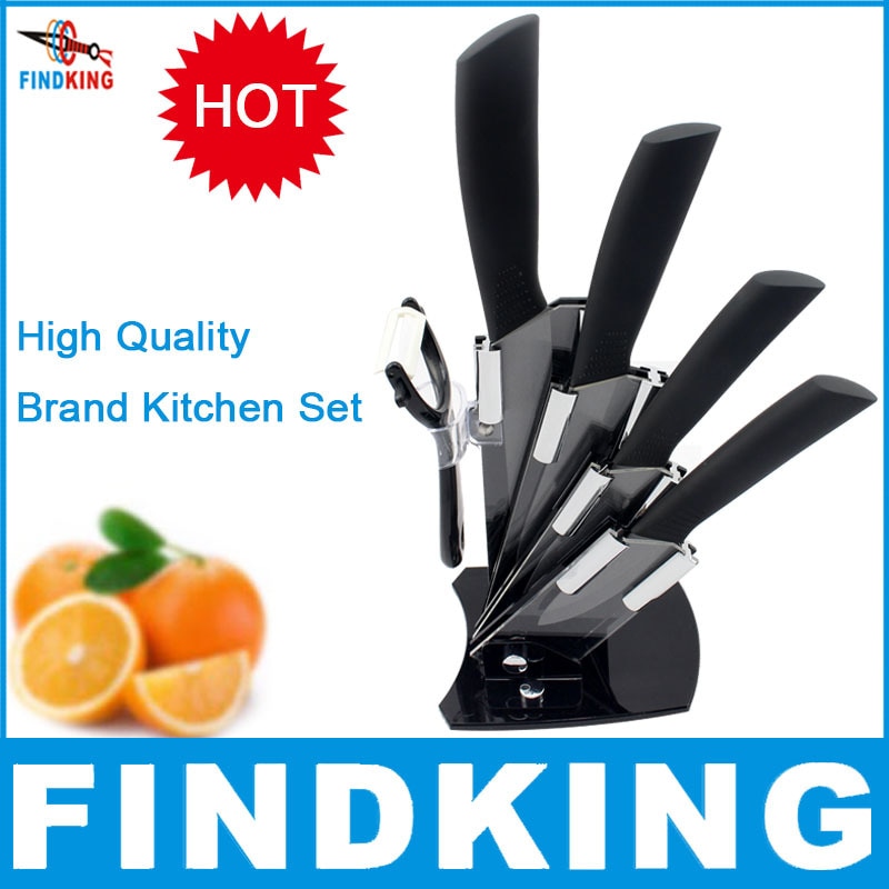 Hochwertige Keramikküchenmesser -Set, Schäler + Acryl-Halter / Stand Koch Küchenmesser