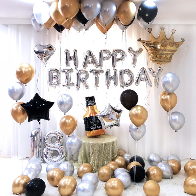 Gold-Silber-Metall-Latexballons 18, 30, 40, 50, 60, 70 Jahre Zahl, Alles Gute zum Geburtstag Jubiläum Partydekoration Erwachsener Folienballon Geschenk