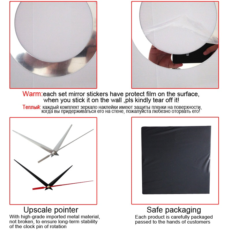 Top-Mode neue Hauptdekoration, 3D-Spiegel-Acryluhren sicheres modernes Design Wanduhr