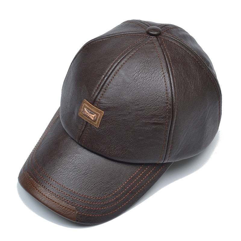 [NORTHWOOD] Marke Herbst Winter Leder Baseball Cap für Männer und Frauen