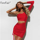 Sexy One Shoulder Mini Kleid für Frauen, Unregelmäßig Trägerlos, Party Club Dress