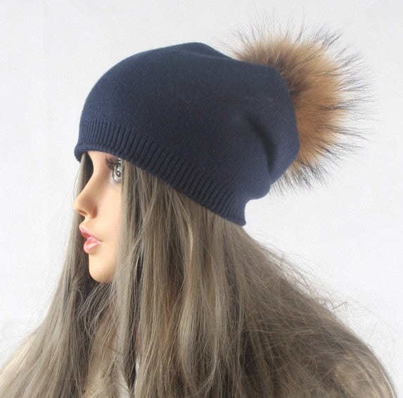 Frauen Wolle gestrickte Skullies Mützen, Lässige weibliche Kaschmirmütze