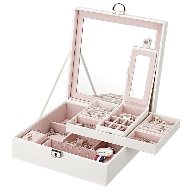 Schmuckschatulle aus Leder mit Mini-Reise-Aufbewahrungsbox