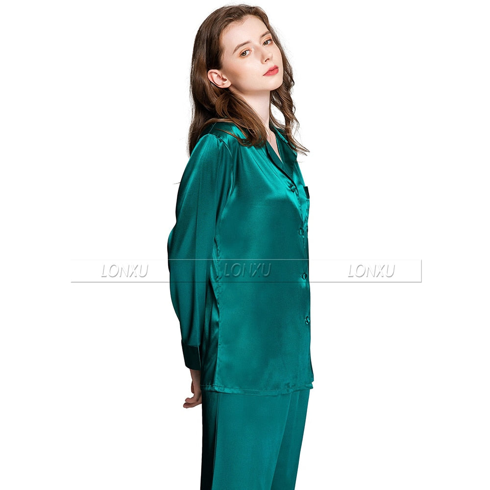 Damen Seidensatin Pyjama Set, Nachtwäsche Loungewear S, M, L, XL, 2XL, 3XL Plus Solid__Fit All Seasons