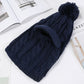 Warmer Hals Strickmütze Pelz Pompoms, Maske Wintermütze für Damen, Wolle Strickmütze