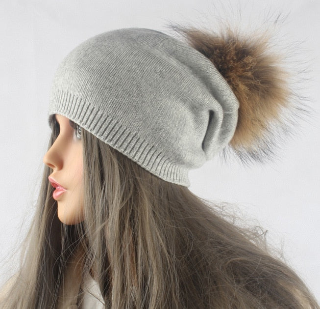 Frauen Wolle gestrickte Skullies Mützen, Lässige weibliche Kaschmirmütze