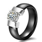 6mm Weiß Schwarz Keramik Ringe Plus Cubic Zirkonia für Frauen, Gold Farbe Edelstahl, Frauen Hochzeit Ring Verlobungsschmuck